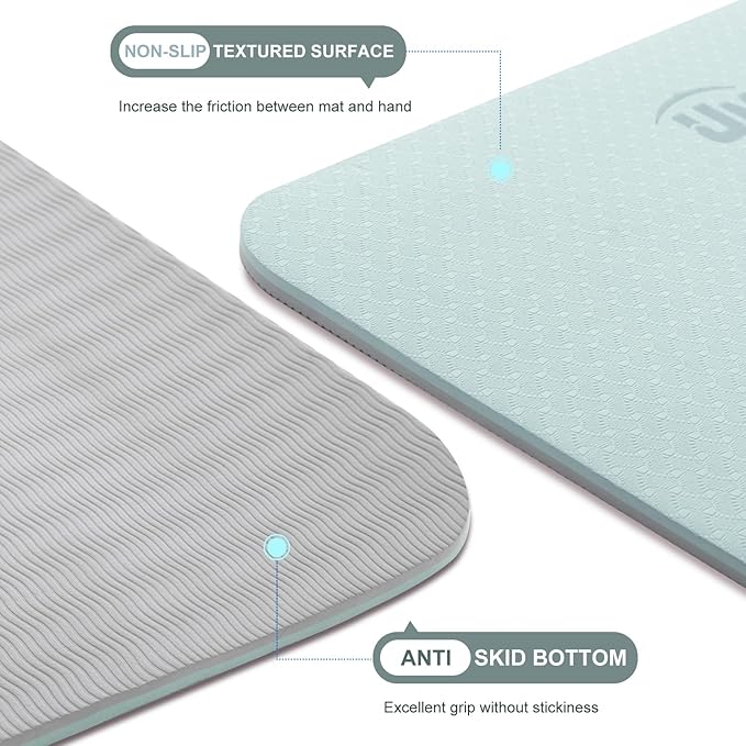 UMINEUX Yoga Mat Extra Thick 1/3'' & 2/5" Non Slip Yoga Mats for Women Eco Friendly TPE Fitness Exercise Mat with Carrying Sling & Storage Bag