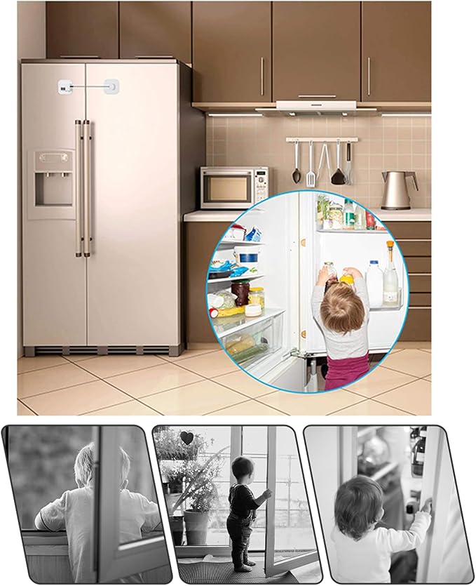 Child Safety Cabinet Locks, Fridge Lock with Combination, Closet Lock,Cabinet Lock,Child Proof Refrigerator Lock(Black 2Pcs)