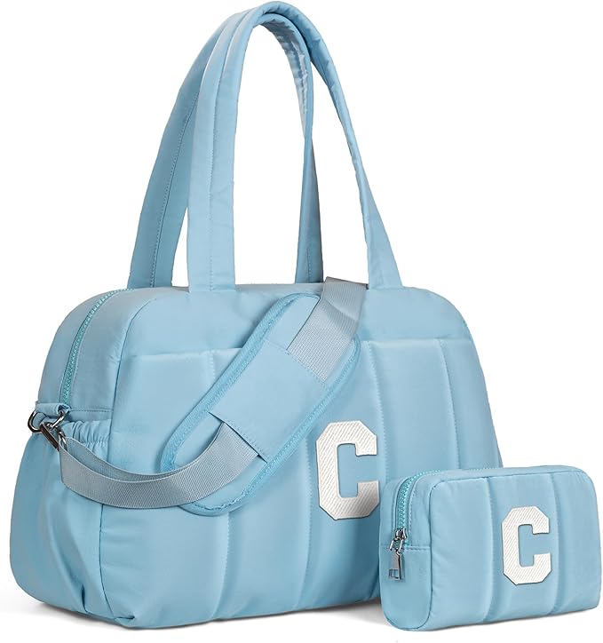 Sweet 15 Gifts for Girls-Duffle Bag, Weekender Bags for Girl，Initial Overnight Bag with Wet Pocket，Lightweight Dance Bags Personalized Gymnastics bag with Makeup Pouch