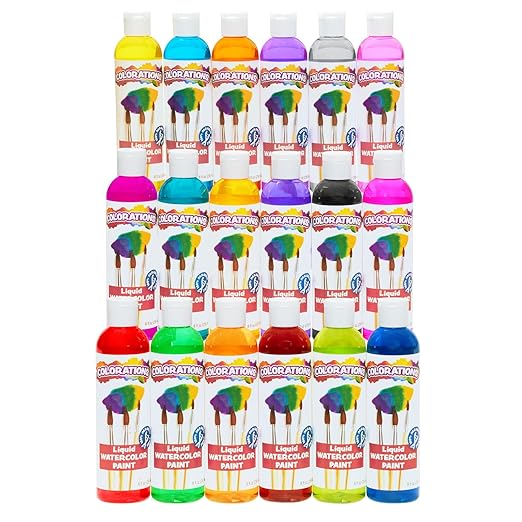 Colorations LW18 Liquid Watercolor Paint, 8 fl oz, Set of 18, Non-Toxic, Painting, Kids, Craft, Hobby, Fun, Water Color, Posters, Cool effects, Versatile, Gift