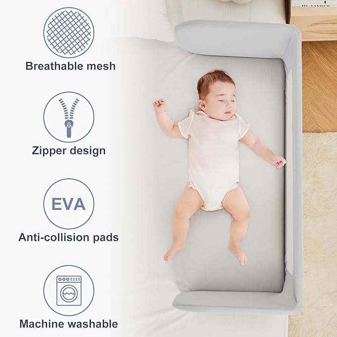 Ciilee Baby Bed Rail for Toddlers Extra Large 72.83" L Kids Rails Guard for Twin, Full, Queen, King Bed Adjustable Children Side Railing Safety Bedrail Foldable Barandas para Camas de Niños (Grey