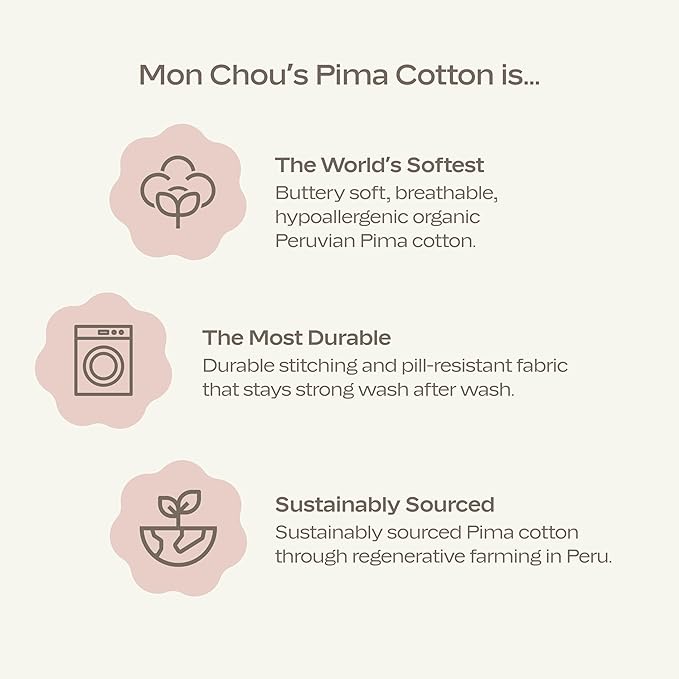 MON CHOU Organic Cotton Baby Pants - 100% Pima Cotton - Lightweight and Breathable Infant Pants for All Seasons