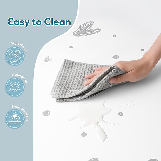 XL Baby Play Mat-72”x 48” Puzzle Play Mat,with 6 Foam Floor Tiles,Interlocking Foam Baby Mat for Babies&Toddlers,Waterproof,Expandable Tiles with Edges,Tummy Time Mat(Love)