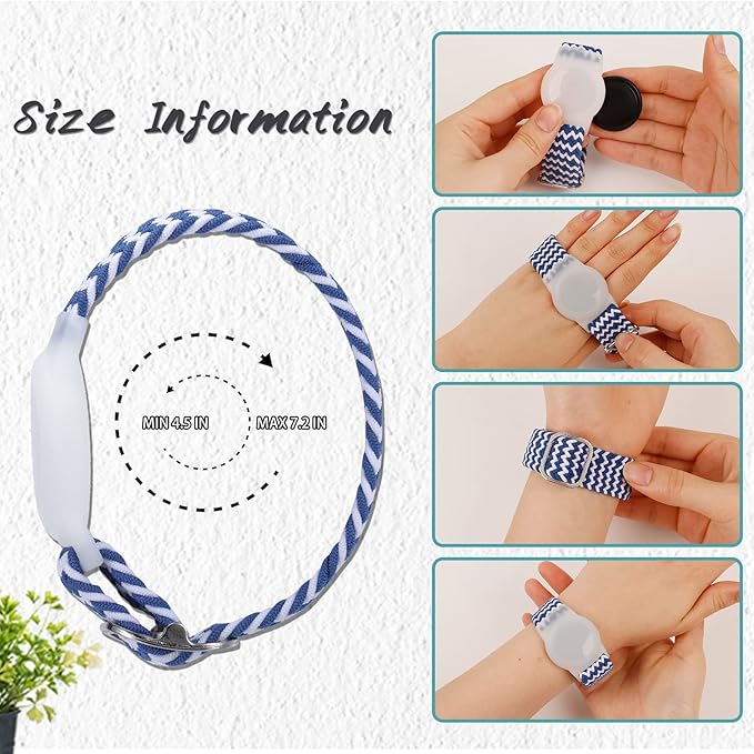 Kids Bracelet Compatible with AirTag, GPS Kid Tracker Holder Braided Wristband for Apple Air Tag, 2022 Upgraded Nylon Adjustable Anti Lost Airtag Watch Band for Kids Children Elders (White Blue)