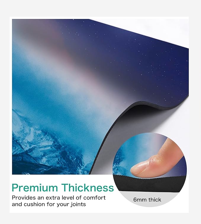 Non Slip Yoga Mat TPE Workout Mat for Men Women, Thick Workout Mat with Carrying Strap, Fitness Mats for Exercise, Yoga, Fitness, Pilates, Floor Workouts (72" x 24" x 6mm)