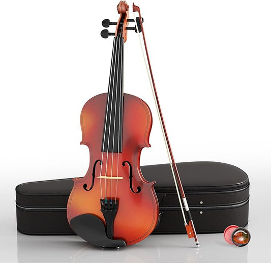 4/4 Beginner Violin Kit for Adults, Complete Full Size Violin Set with Portable Case, Bow, Rosin, Natural