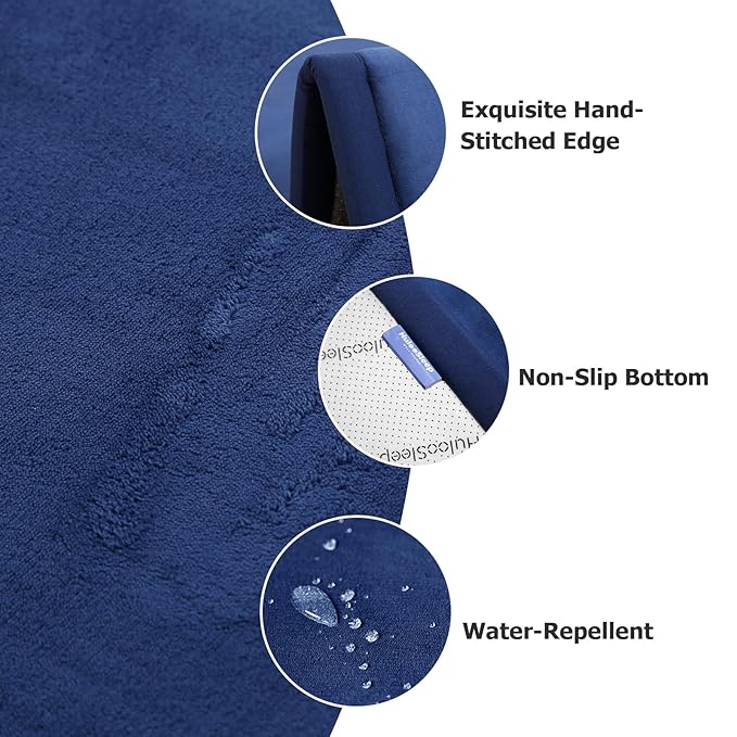 Baby Play Mat for Floor,1.3" Thick Elasti-Foam 74×50 Playpen Mat for Toddlers Infant kids,Water-Repellent Soft Coral Velvet for Tummy Time, Non-Slip Backing for Crawling,Tatami Style(Dark Blue)