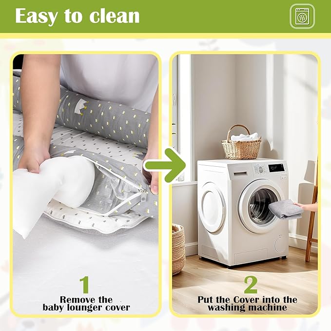 Baby Lounger for Newborn Portable Bag,Baby Lounger Play Mat for Awake-Time,Newborn Babies Essentials Gifts 0-24 Months Home Travel(Crown Grey)