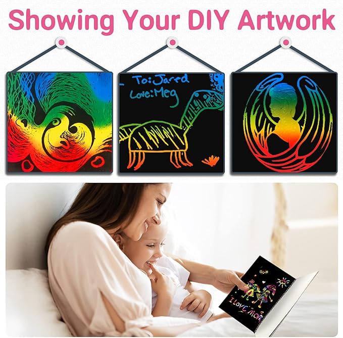 ZMLM Scratch Paper Art-Crafts Gift: 2 Pack Rainbow Notebooks Supplies Toys Easter Basket Stuffers for 3 4 5 6 7 8 9 10 Years Old Girls and Boys Kids Birthday Party Games (Yellow)