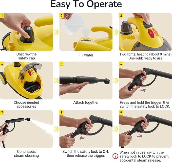 37-in-1 Steam Cleaner mop for Home & Car, 2L Water Tank, 4.3ft Hose, Deep Steam Cleaning for Floors, Tiles, Grout, Windows, Kitchen, Living Room – Multi-Surface Steamer