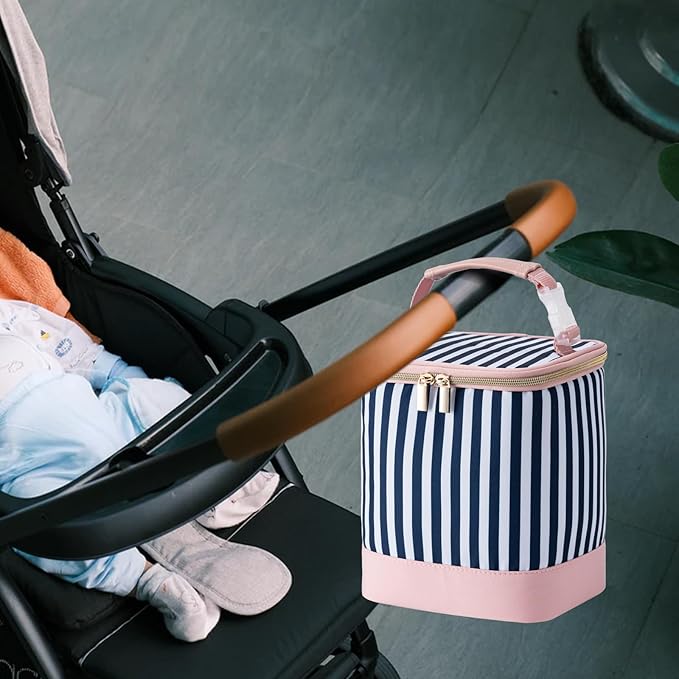 Breastmilk Cooler Bag with Ice Pack Fits 4 Baby Bottles Up to 9 Ounce, Baby Bottle Cooler Bag Suitable for Nursing Mom Daycare, Straps