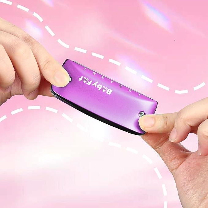 BabyFat 7 Hole Blues Mini Harmonica Set,Diatonic Harmonica with free lanyards,Gifts for Professional Players and Beginners,Easy-playing Musical Instrument(Key of D）