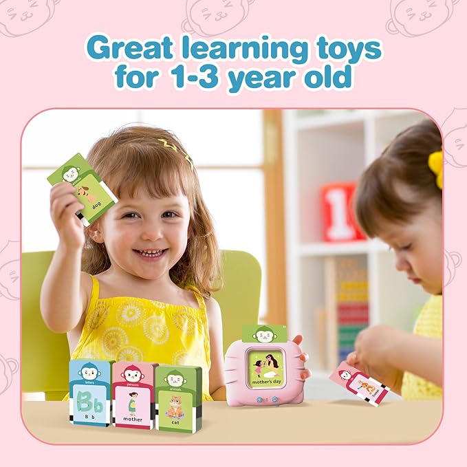 Toddler Girl Toys Talking Flash Cards, 296 Sight Words Speech Therapy Autism Learning, Montessori Educational Toys 1 2 3 4 5 Years, Gifts for Girls with Clear Sound & Thick Cards