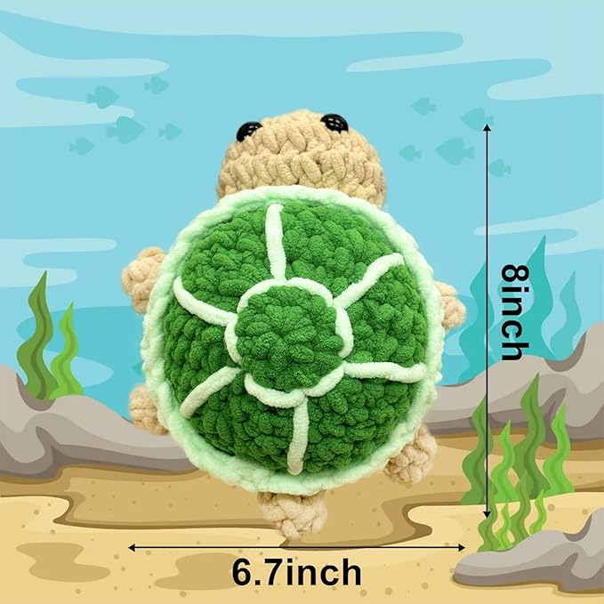 Utook Crochet Kit for Beginners, 6-Pack Crochet Animal Kit,Crochet Kits for Beginners Adults and Children, with Instructional Videos and Paper tutorials, Handmade Crafts, Holiday Gifts (Turtle)