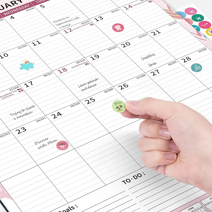 Wall Calendar 2025-2026 Large with Spiral Bound, 18 Month Big Calendar from Jul 2025 to Dec 2026, Vertical Large Monthly Desk Calendar 2025-2026 for Wall, Calendario 2026 (17"x22")