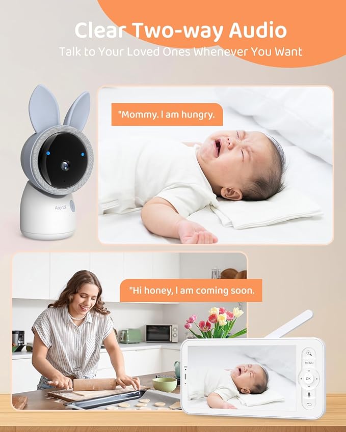 ARENTI 4MP 2.4G&5G WiFi Baby Monitor with Camera and Audio, Night Light, Auto Traking, Cry&Motion Detection, Temperature Sensor, App Control