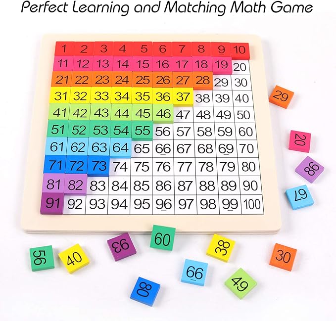 Wooden Montessori Math Counting Hundred Board Toys, 1-100 Consecutive Numbers Learning & Educational Game Toy for Kids Toddlers 3 Year Old with Storage Bag