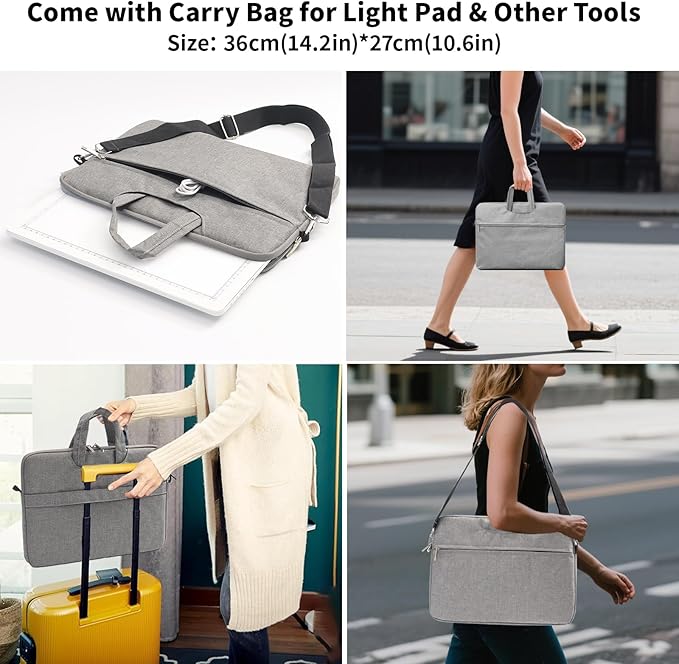 TOHETO Rechargeable A4 Light Board with Stand, Bag, Super Bright Magnetic Light Pad with Side Buttons, Wireless Light Box for Tracing and Drawing, Cordless Light Table for Diamond Painting, Sketching