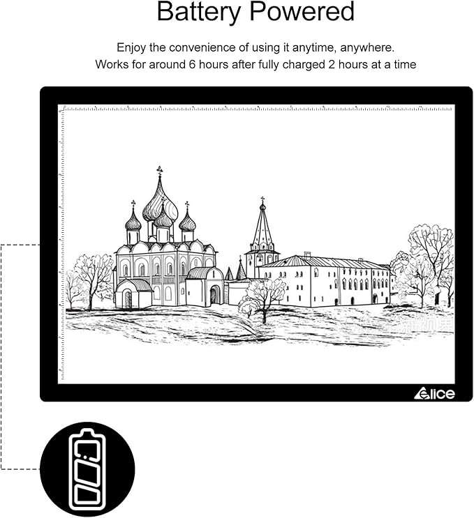 LED Light Pad, ELICE A4 Wireless Battery Powered Light Pad Artcraft Tracing Pad Light Box Dimmable Brightness Rechargeable Light Board with Bag for Artists Drawing Sketching Animation X-ray Viewing