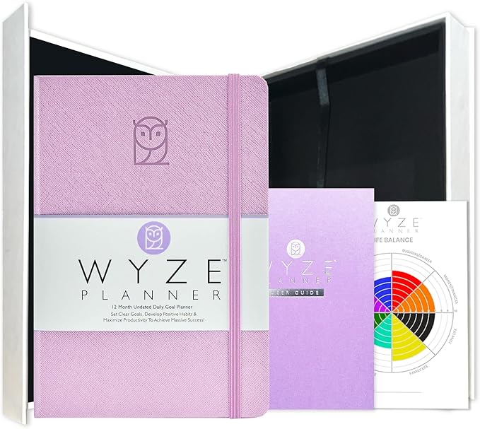 Undated Daily Planner – 1-Year B5 Productivity Organizer with Two-Page Weekly Spread, Goal Setting, Habit Tracker, Weekly & Monthly Pages – Hardcover Time Management Notebook (Lilac)