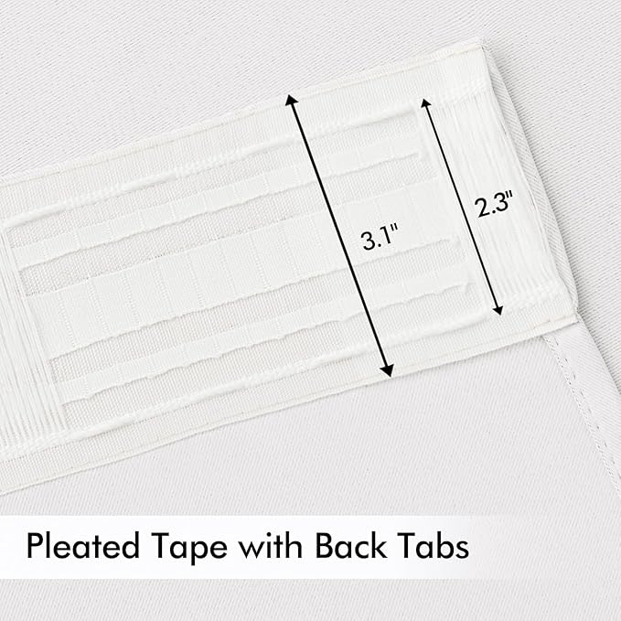 MIULEE Pure White Back Tab Light Blocking Curtains 63 Inch Length 2 Panels Set for Living Room Bedroom Privacy, Rod Pocket/Pinch Pleat Thermal Insulated Room Darkening Pleated Blackout Drapes