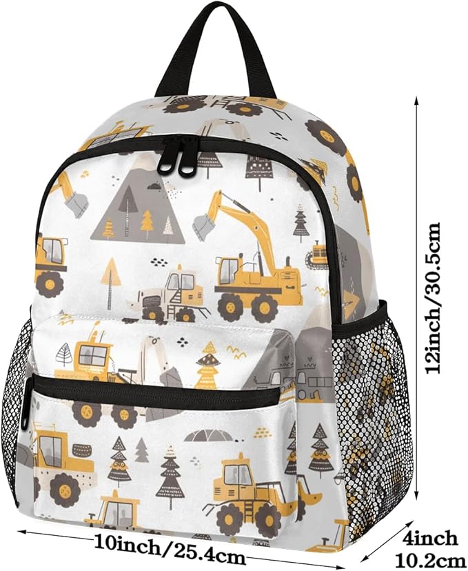 Toddler Backpack for Boys Girls - 12 Inch Cartoon Excavator Kids Backpack Preschool Kindergarten Backpack Lightweight Waterproof Schoolbag Book Bag for School