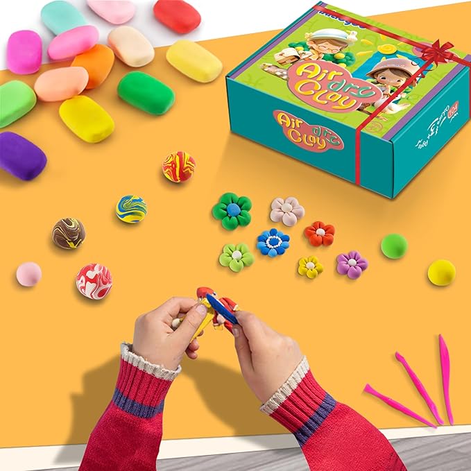 Air Dry Clay for Kids, 92 Colors Magic Modeling Clay, Children's DIY Model Kit, Ultra Light, Soft & Non-Sticky, Great Birthday&Christmas Gift for Age 3-12 Years Old Years Girls & Boys Kids