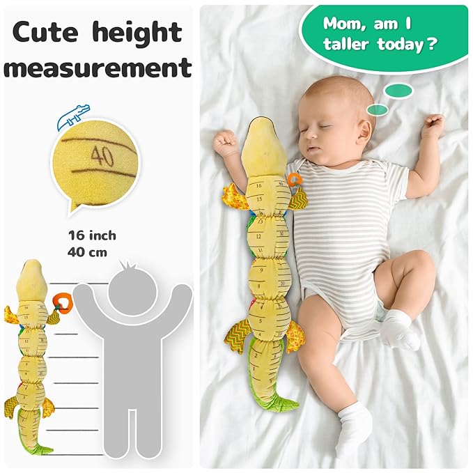 Sumobaby Infant Baby Musical Stuffed Animal Activity Soft Toys with Teether, Multi-Sensory Crinkle, Rattle and Textures, for Tummy Time Newborn 0-3-6-12 Months Boys, Girls, Crocodile (Alligator)