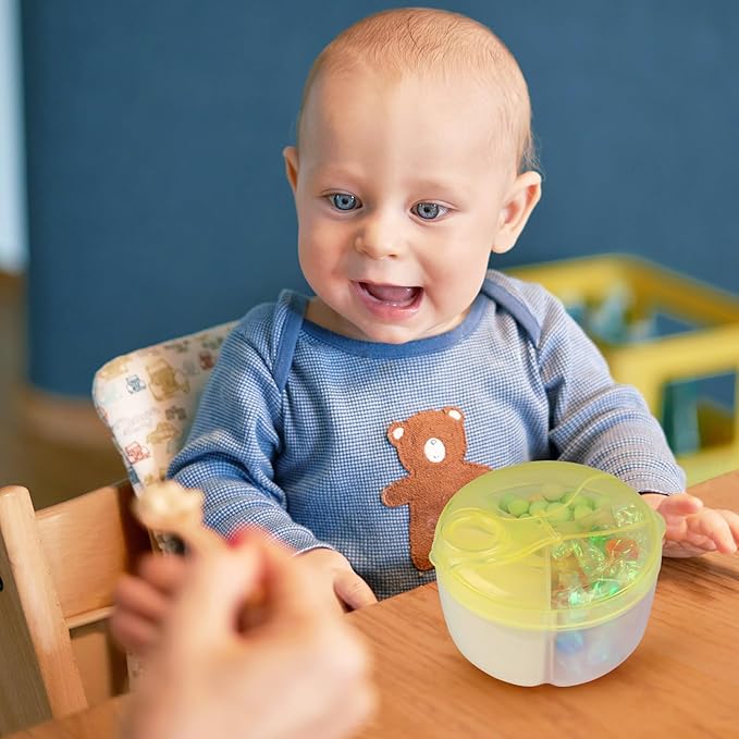 Accmor Baby Formula Dispenser On The Go, Formula Container to Go, Non-Spill Rotating Three-Compartment Formula Dispenser and Snack Storage Container for Infant Toddler Traveling