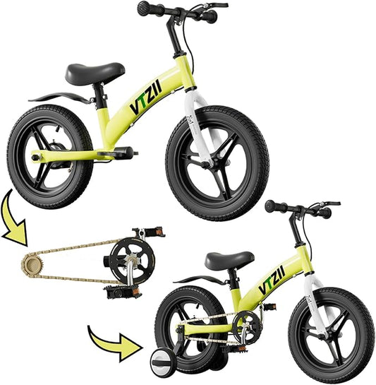 Balance Bike 2 in 1 with Pedals Brake Training Wheels Kickstand Pneumatic tyre,for Kids 2-7 Years Old,Kids Bike 12 14 16 inch