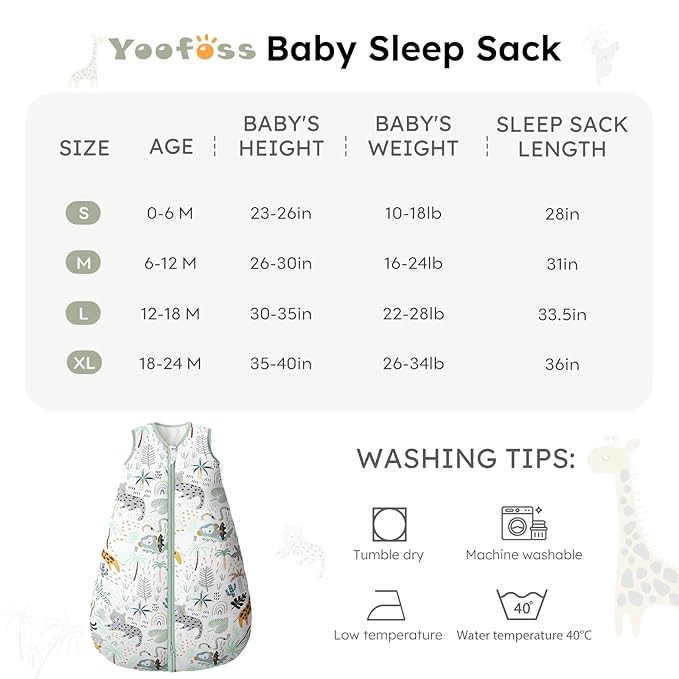 Yoofoss Baby Sleep Sack 18-24 Months, TOG 2.5 Baby Wearable Blanket with 2-Way Zipper, 100% Organic Cotton Fabric Winter Newborn Sleeping Sack, Warm Soft Comfy
