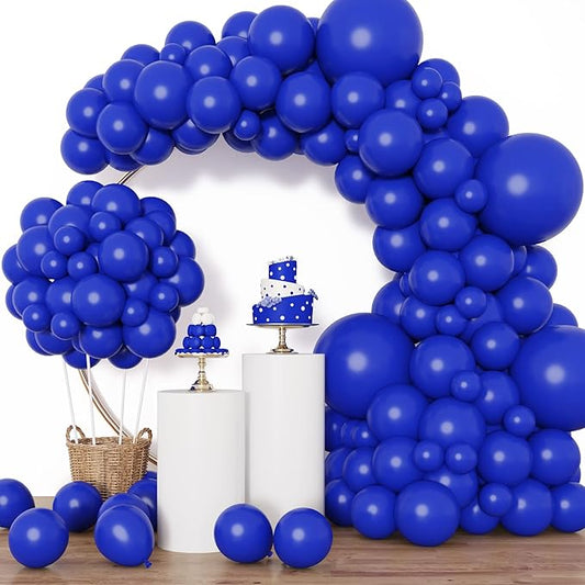 RUBFAC 129pcs Royal Blue Balloons Different Sizes 18 12 10 5 Inch, Blue Balloon Arch Kit Garland for Birthday Party Graduation Baby Shower Baseball Nautical Party Decoration