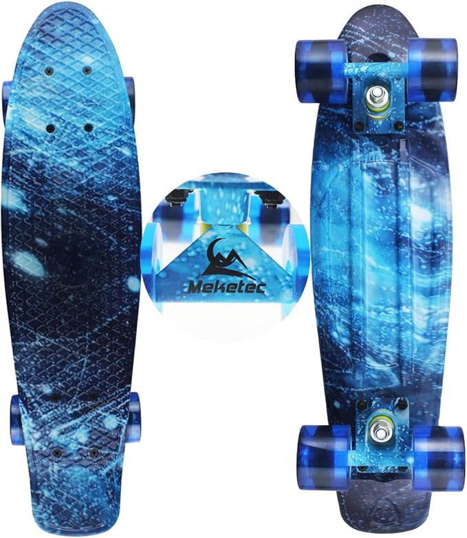 Skateboards Complete 22 Inch Mini Cruiser Retro Skateboard for Kids Boys Youths Beginners