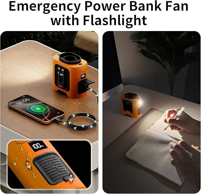 Socool 14500mAh Portable Waist Fan Clip on Belt 360 Rotation Wearable Rechargeable Personal Shirt Fan, 67H Cooling 5-Speed Battery Operated with Light, Neck Fan Hands-Free for Outdoor Jobsite Camping