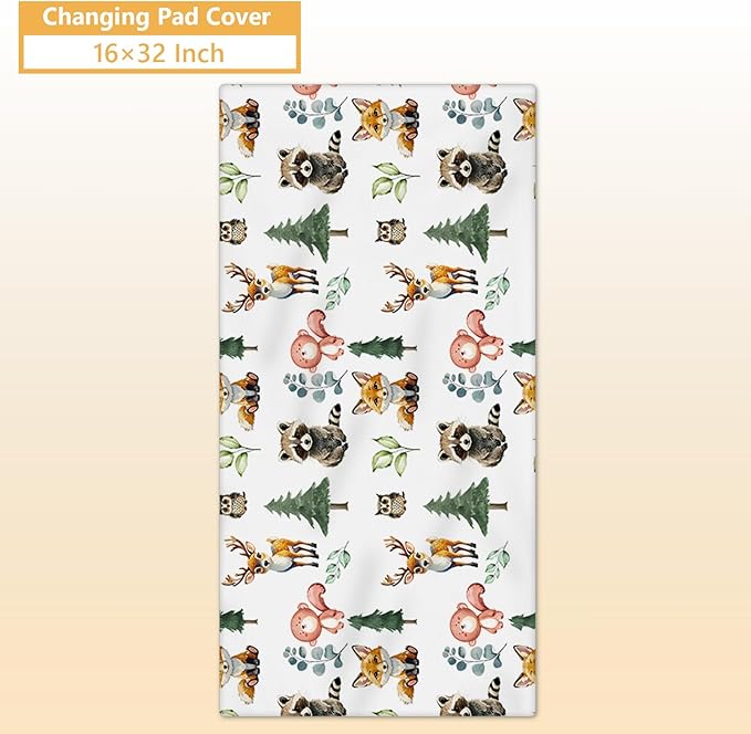 Personalized Baby Bedding Set, 5 Pcs Custom Baby Crib Sets with Name, Toddler Bedding Set for Baby Boys Girls, Forest Animal Double Layer Nursery Bedding Set, Customized Gifts for Infants Kids