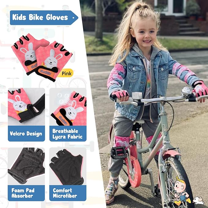 Soft-Style Kids Knee and Elbow Pads with Bike Gloves, Flexible Impact-Resistant Gear for Ages 2-11, Designed for Balance Bikes, Roller-Skating, and Skateboarding