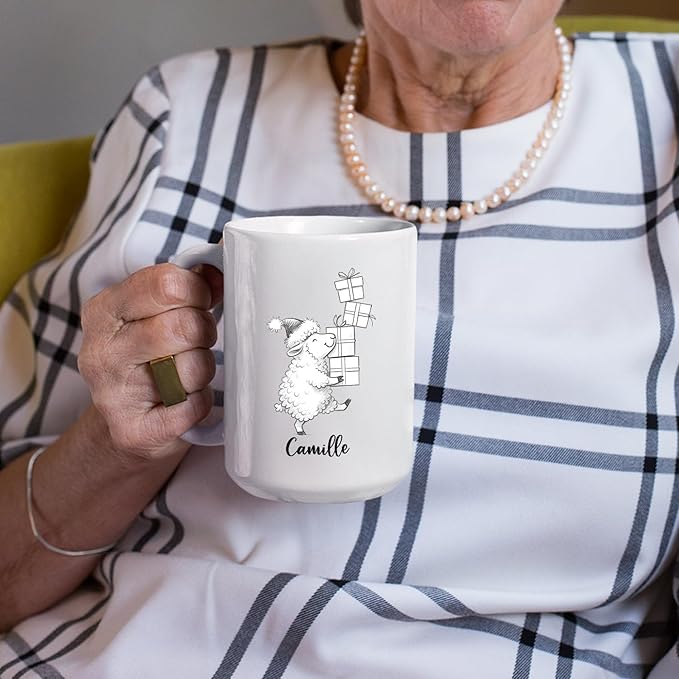 Personalized Name Sheep Lover Coffee Mug, Funny Sheep White Cup Gift For Men Women Dad Mom Daughter Son, Custom Sheeps Accent Ceramic Teacup 11 15 Oz, Sheeps Travel Mug Gift for Birthday Christmas