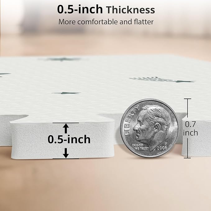 Baby Foam Play Mat, PIGLOG 72”x48” Floor Mats for Kids, Baby Crawling Mat with Interlocking Floor Tiles, Toddler Playmats for Indoor and Outdoor, Easy to Clean Playroom Foam Mats, Pentagram