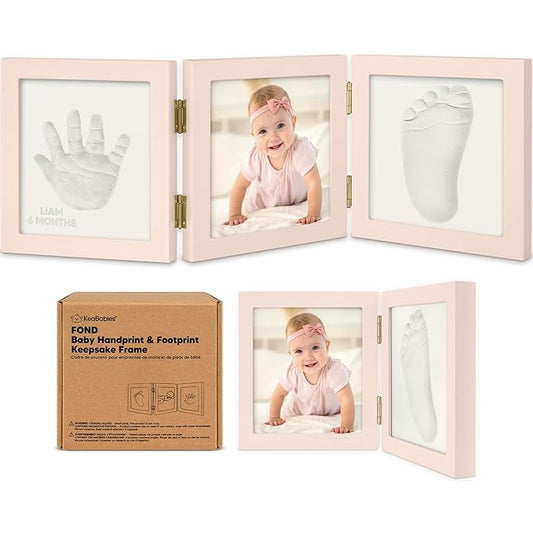 Baby Shower Gifts for Boys, Girls - Baby Hand and Footprint Kit, Newborn Handprint Kit, Keepsake Photo Frame, Nursery Picture Frame, Gender-Neutral Newborn Keepsake Gifts (Petal Pink)