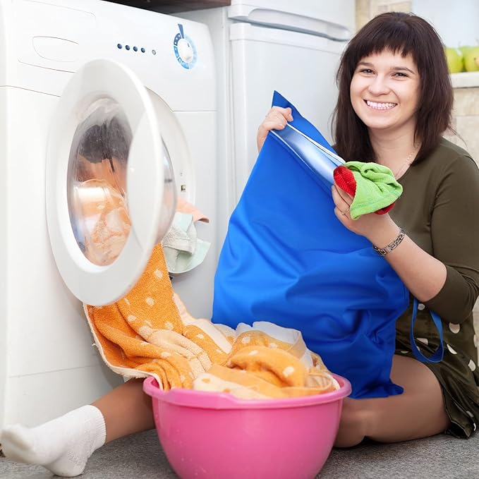 Shappy 2 Pcs Large Travel Laundry Bag Washable Waterproof Wet Dry Large Dirty Clothes Bag Bathing Workout(Solid Black Navy)