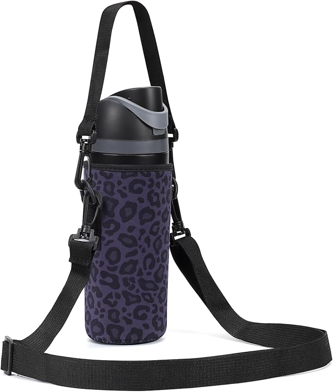 Neoprene Water Bottle Carrier Bag with Adjustable Shoulder Strap for Owala 24 OZ Tumbler, Insulated Water Bottle Cover for Owala FreeSip Insulated Water Bottle (Black Panther, 24 OZ)