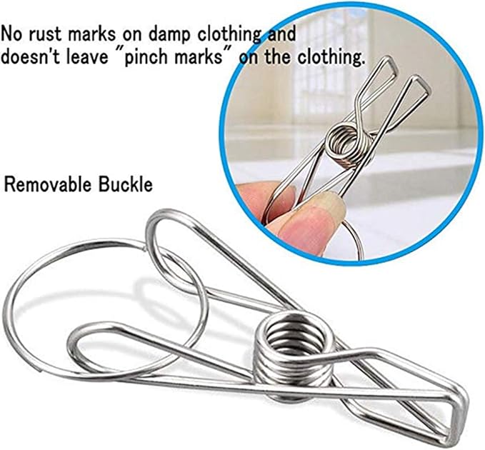 DurReus Strong Stainless Steel Laundry Drying Rack Clothes Hanger with 10 Clothespins Indoor Space Saver Hanging Clothing Organizer Mitten Sock Hangers