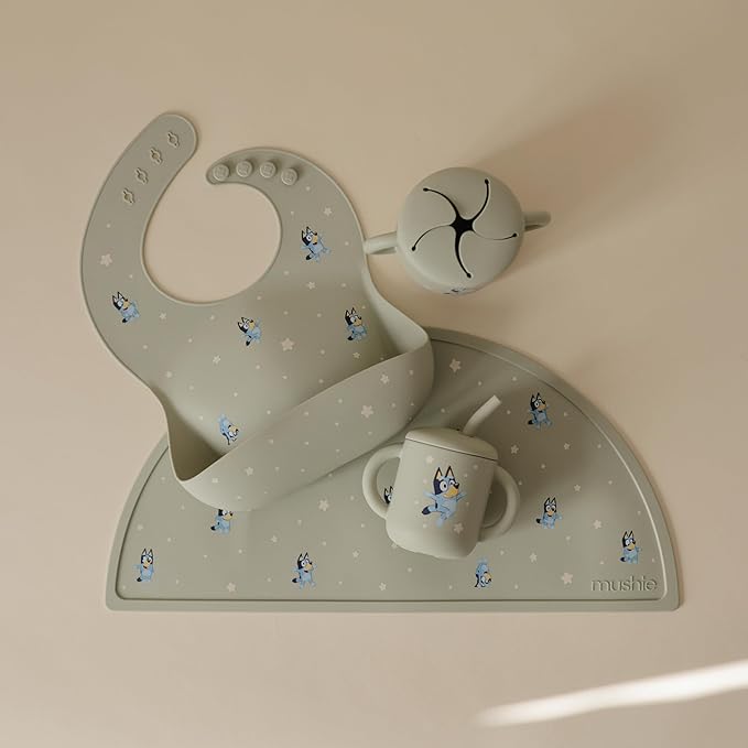 mushie x Bluey 100% Silicone Training Cup & Straw for Toddlers | 6 Months+ (Bluey Sage)