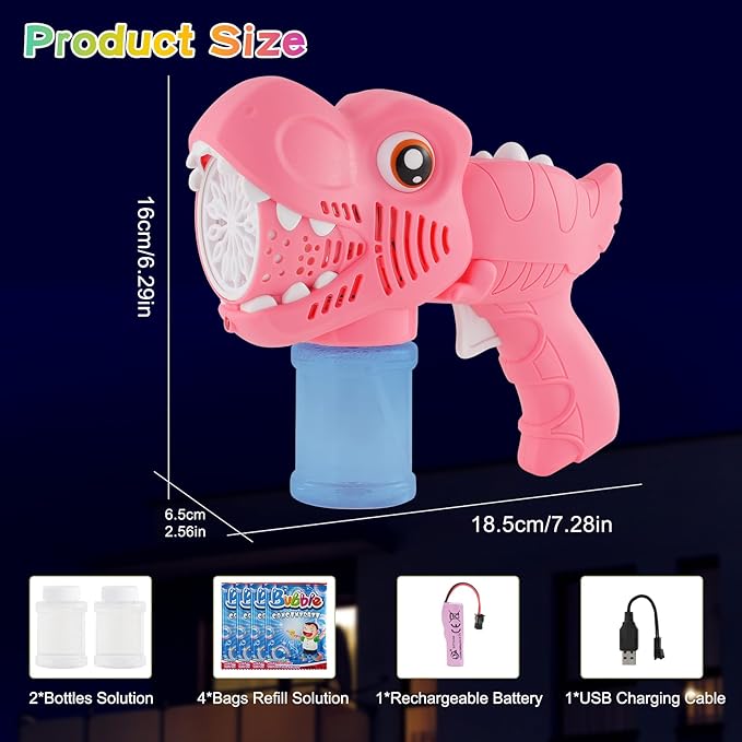 Onory 1 Pack Bubble Gun Machine for Kids, Bubble Gun with Bubble Solutions for Boys Girls, Bubble Blaster for Summer Toy, Party Favors, Outdoor & Indoor Activity, Birthday Gift, Bubble Blower