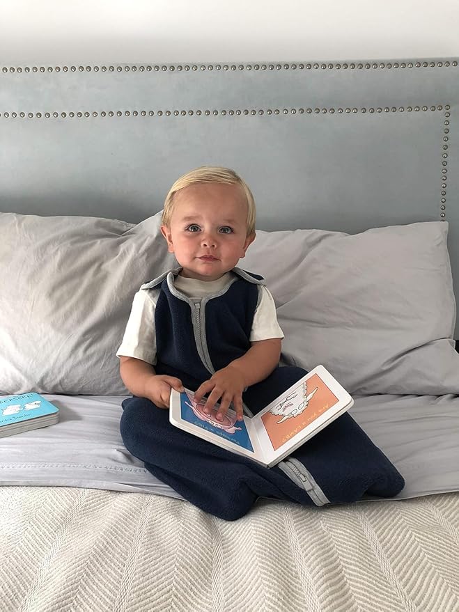 Baby Sleeping Bag Sack - Easy Care Premium Polar Fleece, Indoor Wearable Blanket for Boys & Girls. Fits Infants, With Convenient Shoulder Straps for Safe & Comfortable Sleep, Navy, Small (0-6 Months)