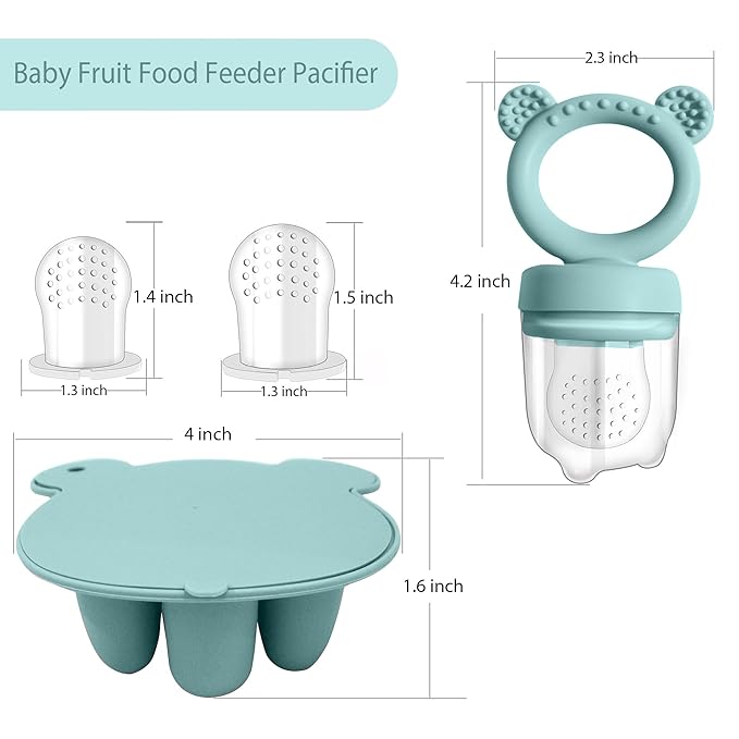 Silicone Baby Food Freezer Tray with Teething Popsicle Molds - Baby Fruit Feeder and Breastmilk Teether Combo