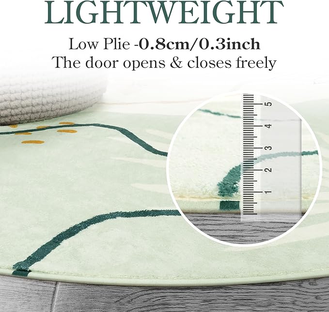 Lahome Green Botanical Print Washable Rugs - 5x7 Area Rugs for Living Room Boho Throw Large Bedroom Kitchen Rug Non-Slip Low-Plie Entryway Rug Floor Mat Carpet for Dining Laundry Room Office Rug