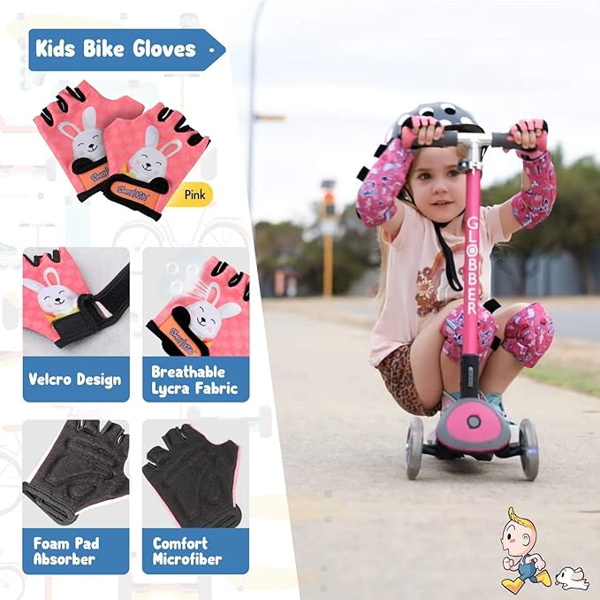Soft-Style Kids Knee and Elbow Pads with Bike Gloves, Flexible Impact-Resistant Gear for Ages 2-11, Designed for Balance Bikes, Roller-Skating, and Skateboarding