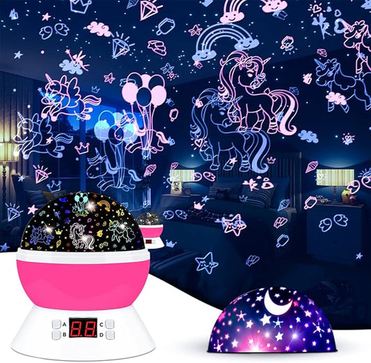 MOKOQI Unicorn Projector Night Light Lamps for Girls boys bedroom Toys for Age 6-8, Unicorns Night Lights with Timer birthday Children's Day Gifts for Kids Light Projector for Room Decor