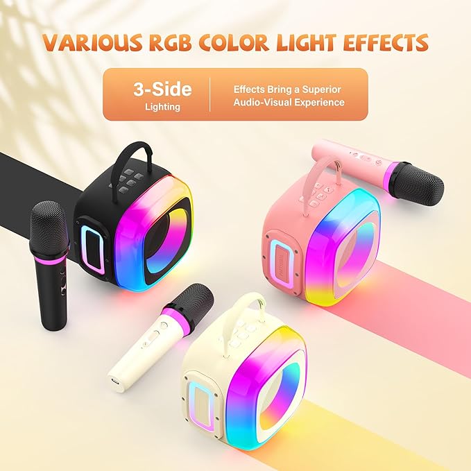 Mini Karaoke Machine for Kids Adults: Portable Bluetooth Speaker with 2 Wireless Mics for Home Party - Singing Karaoke Birthday Gift for Girls Boys 4 5 6 7 8 9 10 11 12+ Years Old Family Party